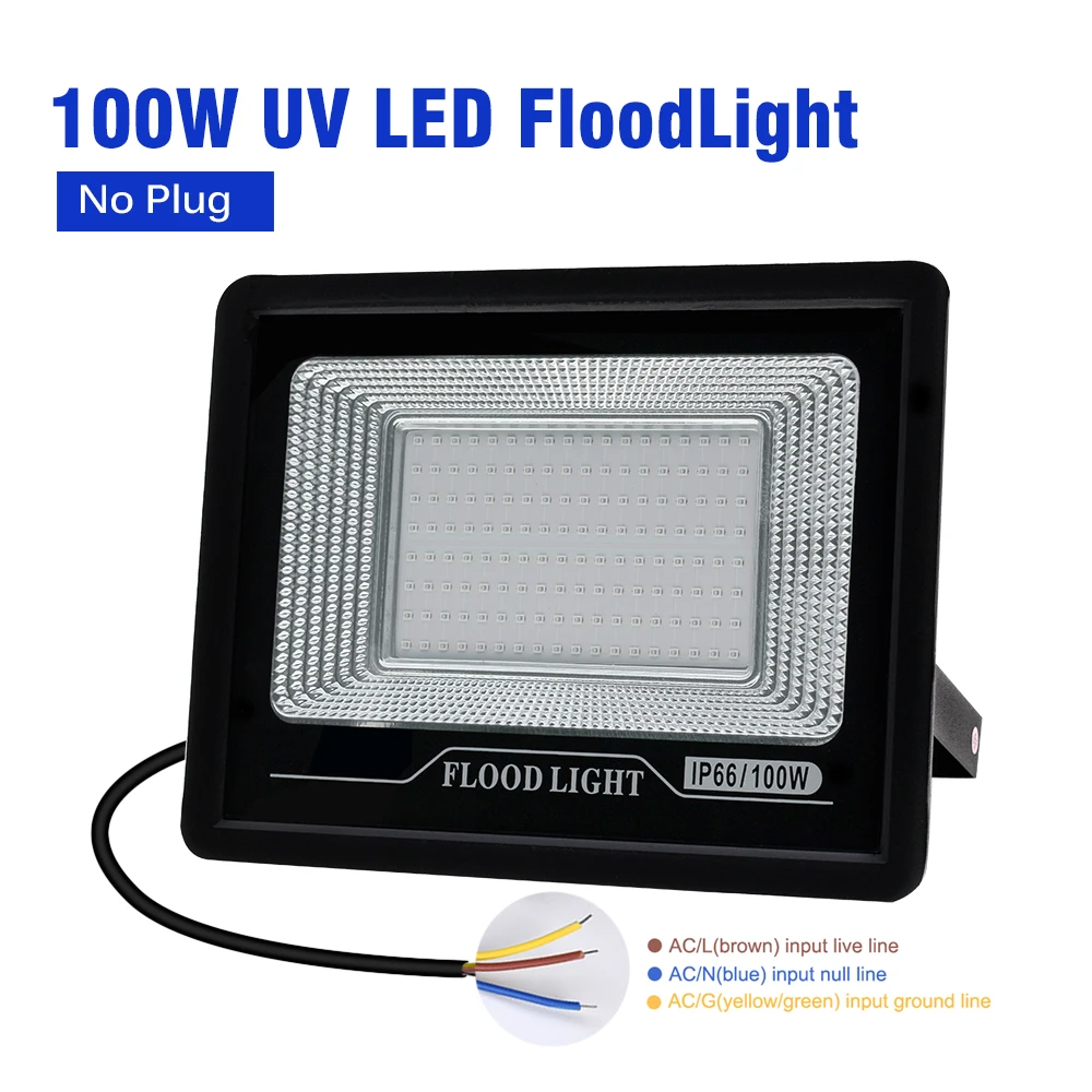 UV LED-schijnwerper, UV-fluorescerend podiumlicht, waterbeschermende IP66, 50W 100W Halloween Party zwart licht