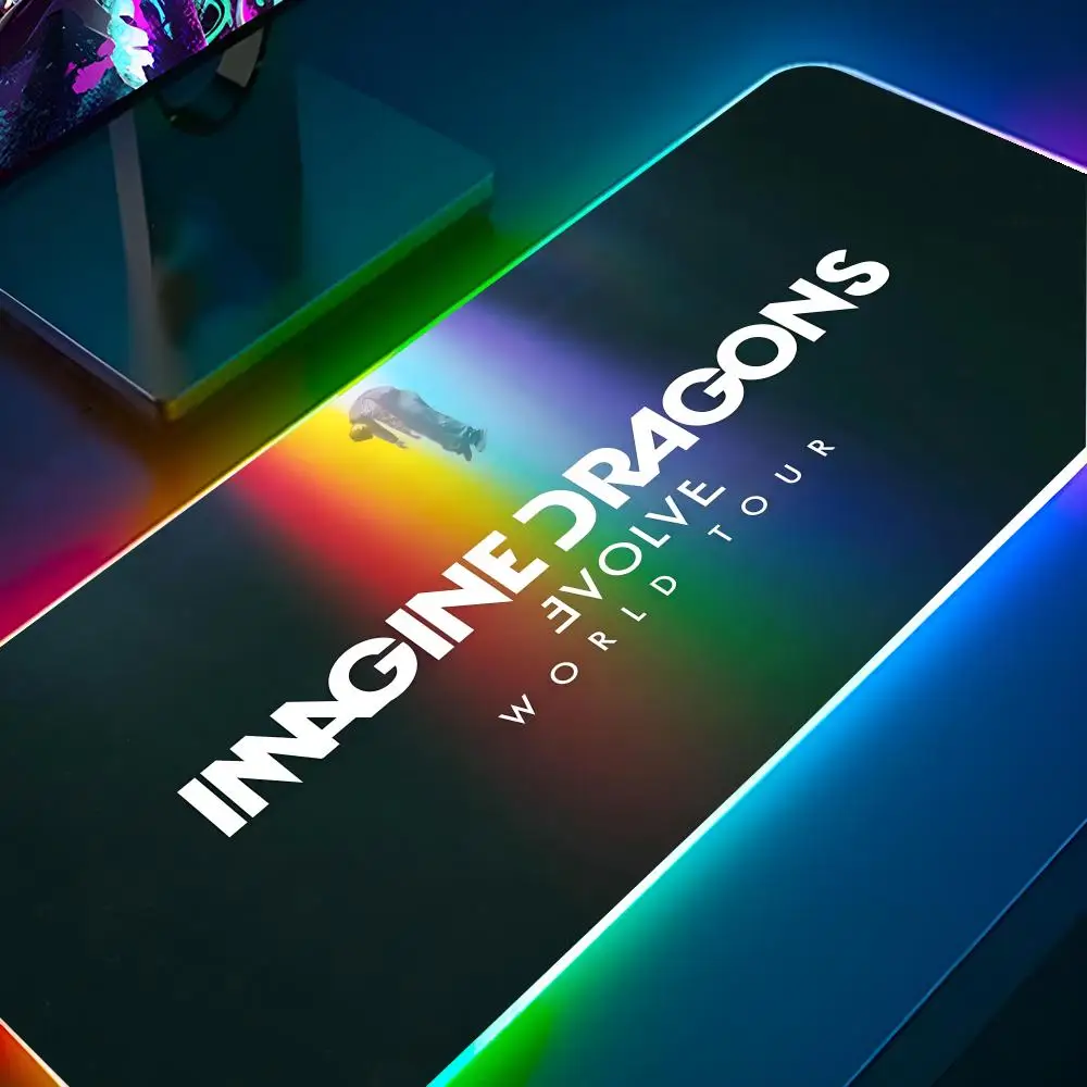 

Imagine Dragons Mouse Pad RGB Pc Gamer Keyboard LED Glowing mause pad Mats Rubber Cute Cartoon Gaming Computer csgo lol pubg
