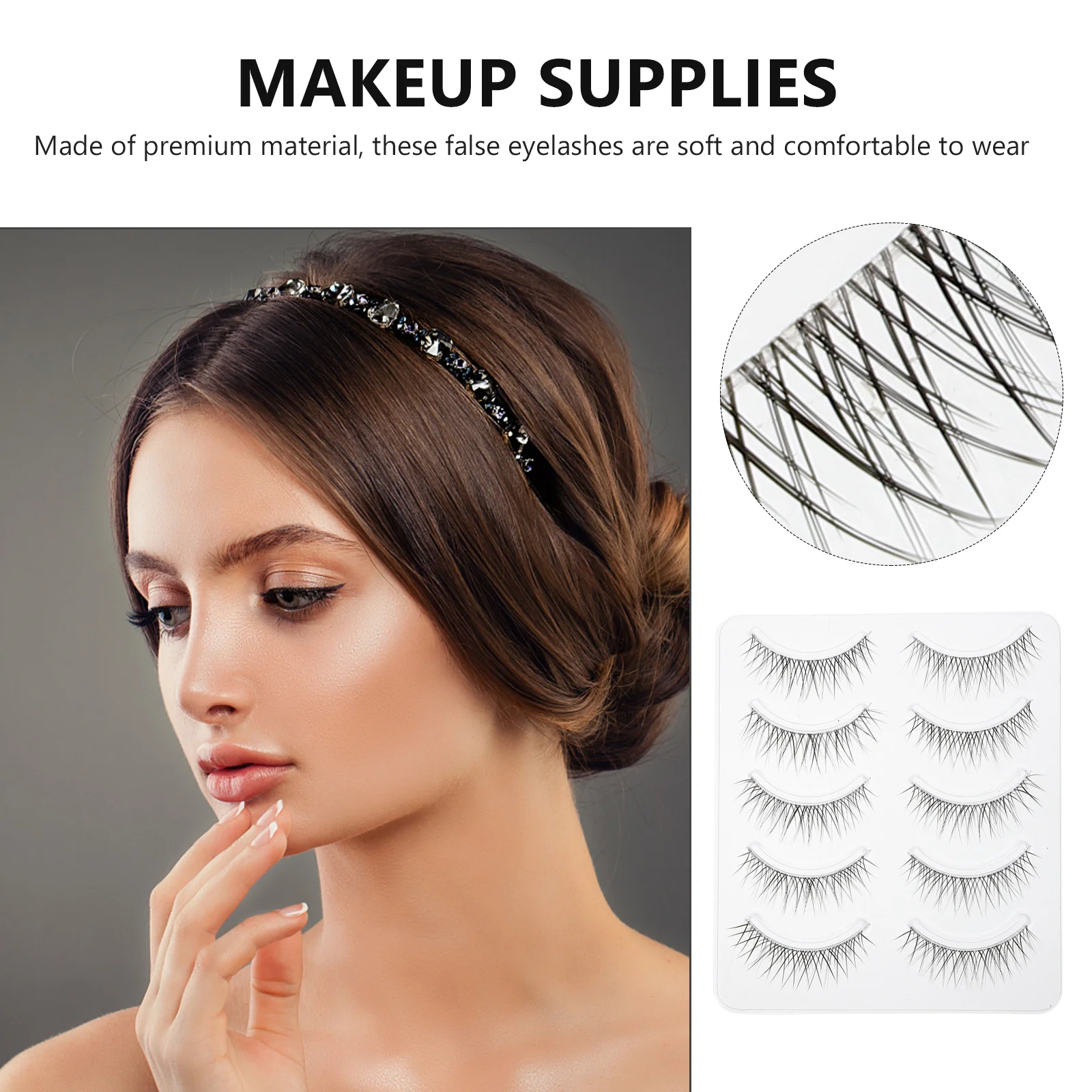 Pestañas postizas cruzadas naturales, diseño delgado 3D, pestañas de fibra sintética reutilizables para fiesta de boda, maquillaje de uso diario