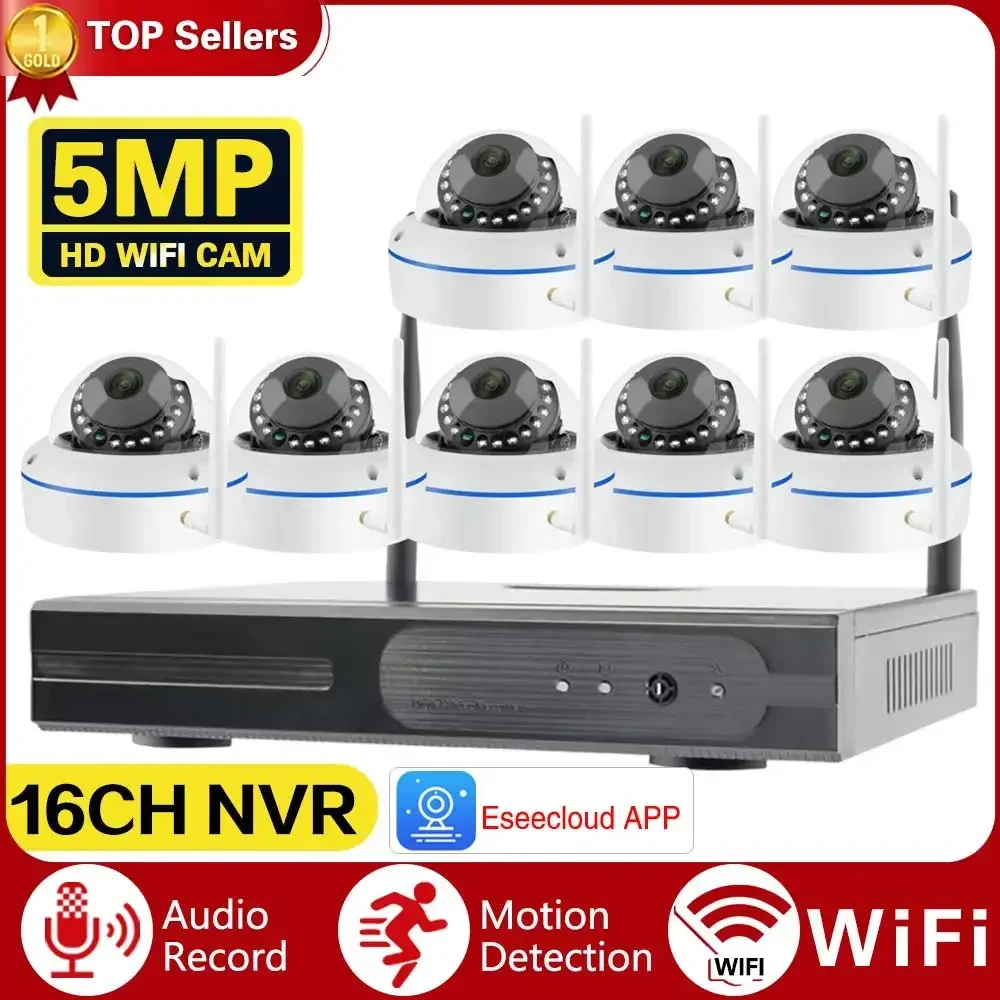 

16CH 5MP WiFi Security Camera System Audio Record 5MP NVR Kit CCTV Outdoor IP Dome Camera H.265 P2P Video Surveillance Set