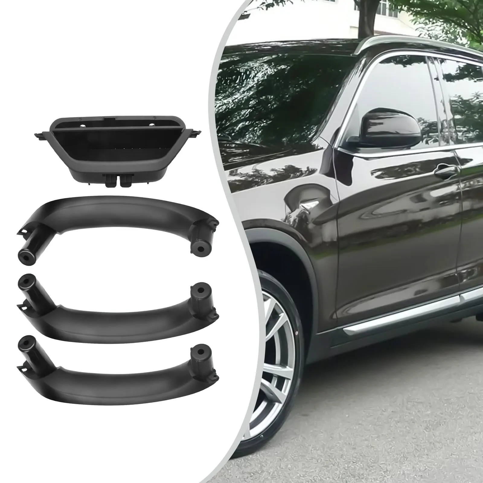 Trim Bowl Handle Cover Black Carbon Fiber Direct Fit Easy Install For BMW Inner Door Not Fitment Trim Bowl Handle