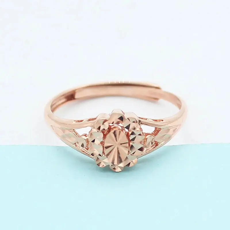 

585 purple gold 14K rose gold shiny flower rings for women fashion Japanese and Korean style light luxury engagement jewelry