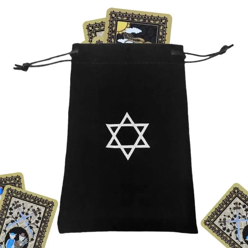 Tarot Pouch Bag Velvet Hexagram Print Tarot Card Storage Bag Novel Tarot Card & Dice Storage Bag Jewelry Pouch Board Game Tarot