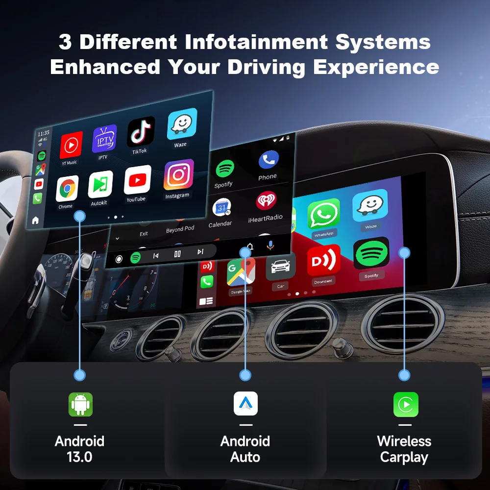 Car Tv Box Plus Carplay Ai Box Carlinkit 128GB Qcm6125 8 Core CarPlay Android Auto Wireless for Online Tv Netfilx Youtube IPTV