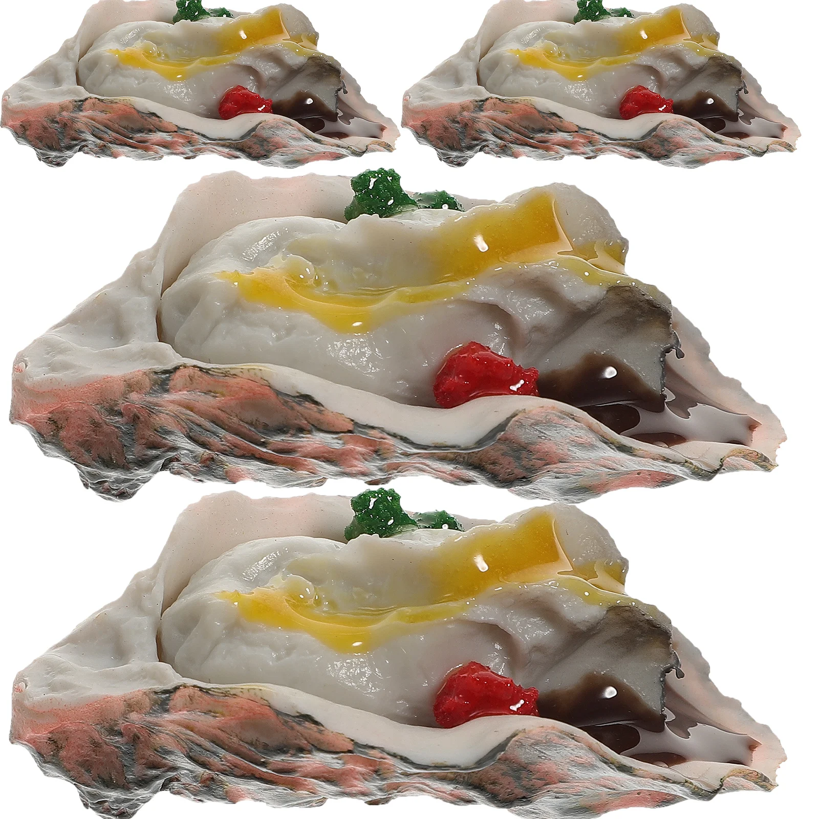 

4 Pcs Simulated Oysters Pretend Play Kitchen Accessories Food Model Toy Photo Prop Props Barbecue Seafood