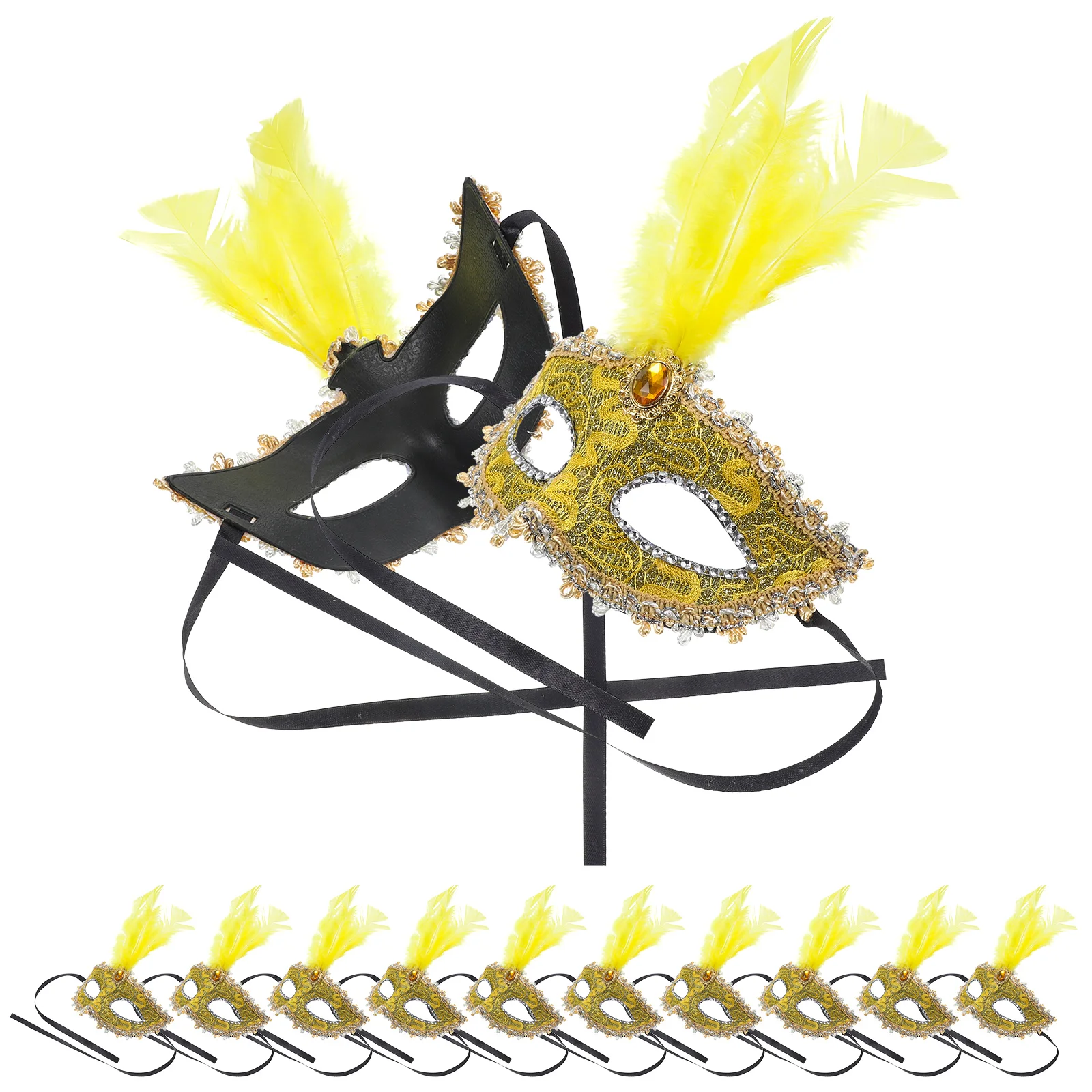 

12 Pcs Masks Carnival Plumes Masquerade Accessories Women Costume Decor Carnival Plumes Mask Party Props Cosplay Stage