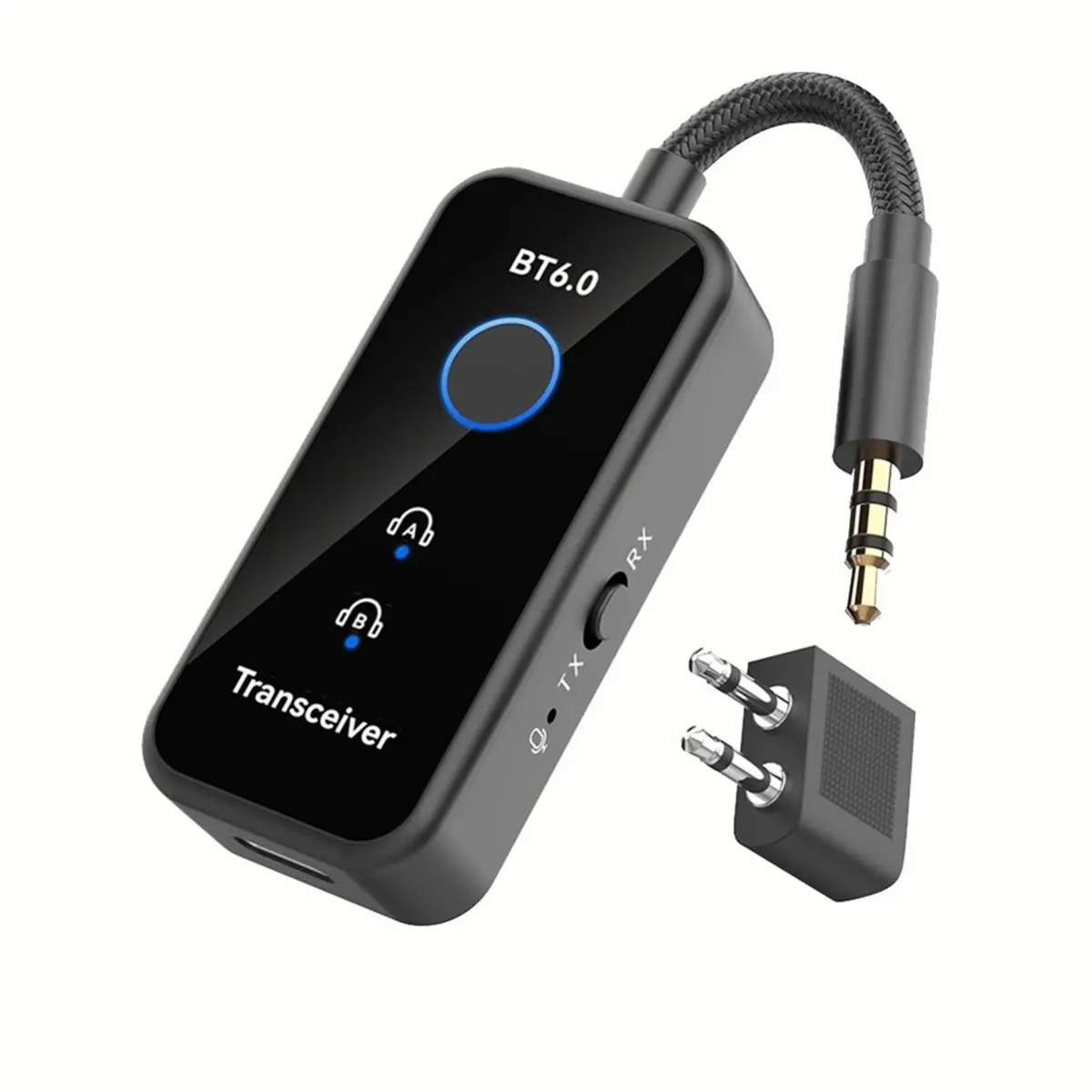 Bluetooth 6.0 Wireless Audio Transmitter and Receiver 3.5mm Plug AAC/ Built-in Isolation IC for Bluetooth Device