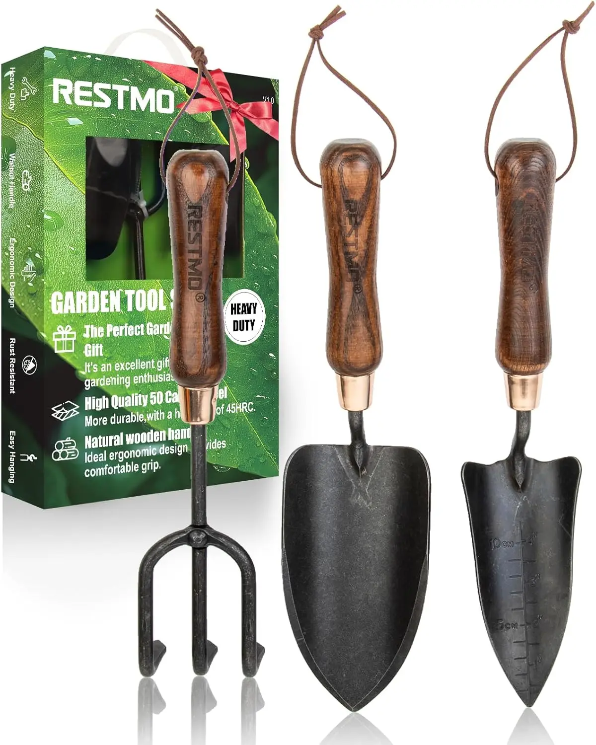 

3-in-1 Heavy Duty Gardening Tools Kit with Carbon Steel and Ergonomic Wooden Handle, Ideal Gifts for Gardeners