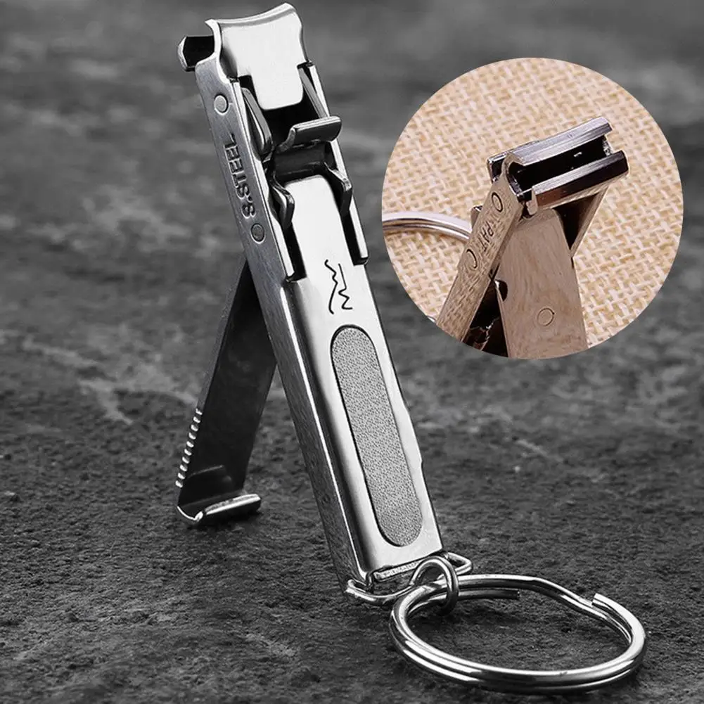 Nail Trim Tool Detachable Lifting Ring Easy to Use Safe Curved Blade Fine Texture Super Thin Nail Clipper with Keychain