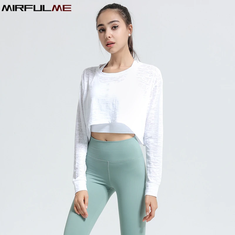 Camisetas de Yoga finas y sueltas para mujer, de manga larga Camiseta deportiva, sudaderas de secado rápido para correr, blusa de entrenamiento para niñas, Top de Fitness para gimnasio