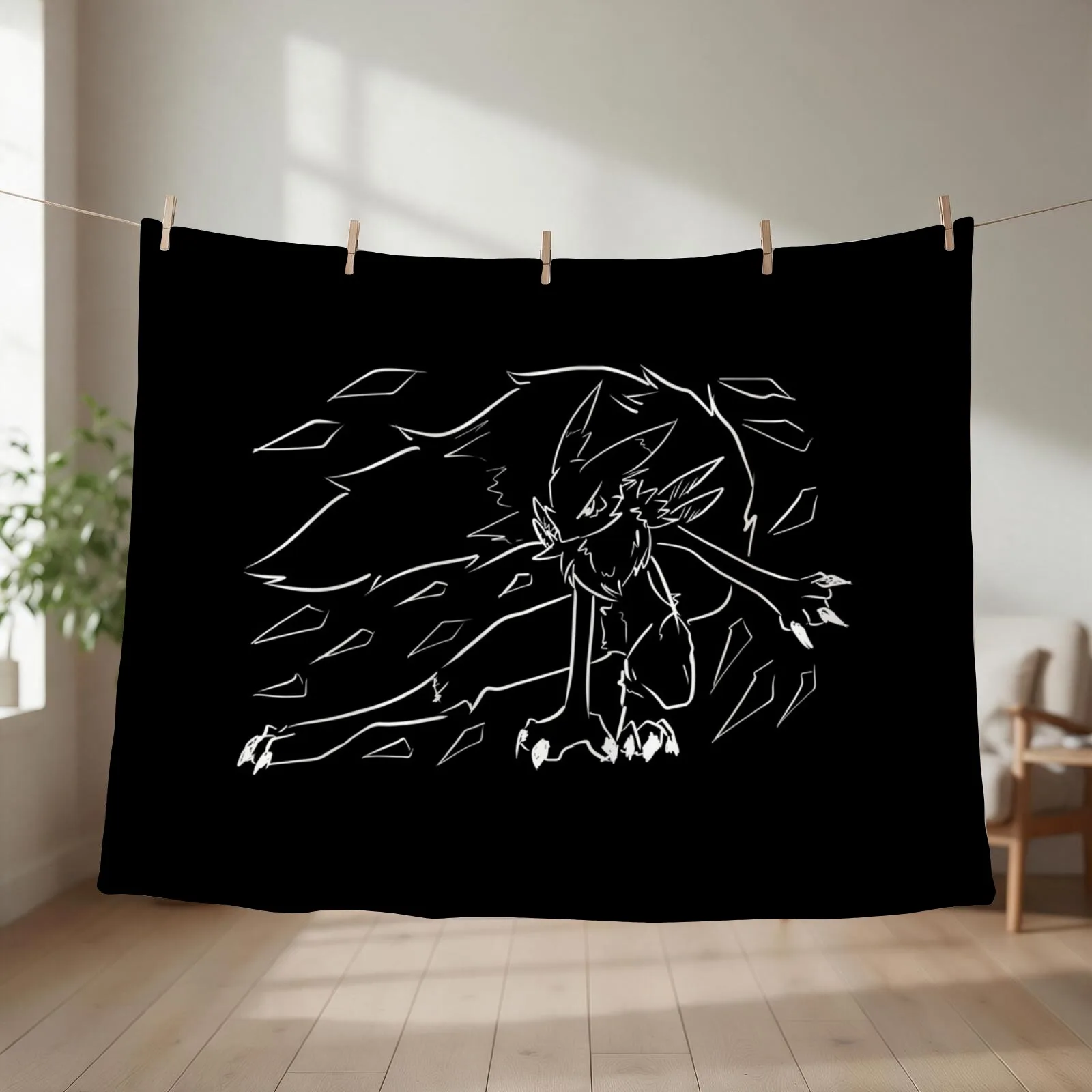 Fox Line Art Human Form Throw Blanket Plaid on the sofa Decorative Sofa Thin Sofas Blankets