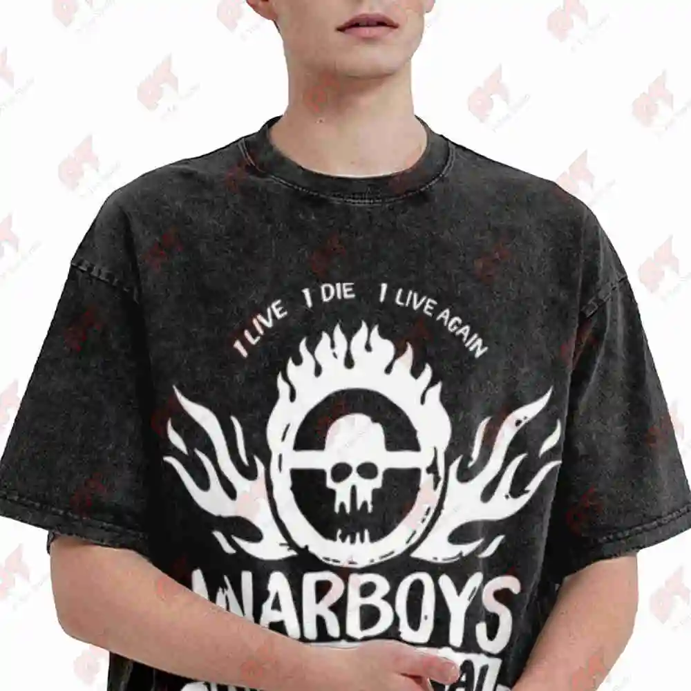 Mad Max Fury Road War Chrome Flame Vintage Washed Tee Pure Cotton T-Shirt