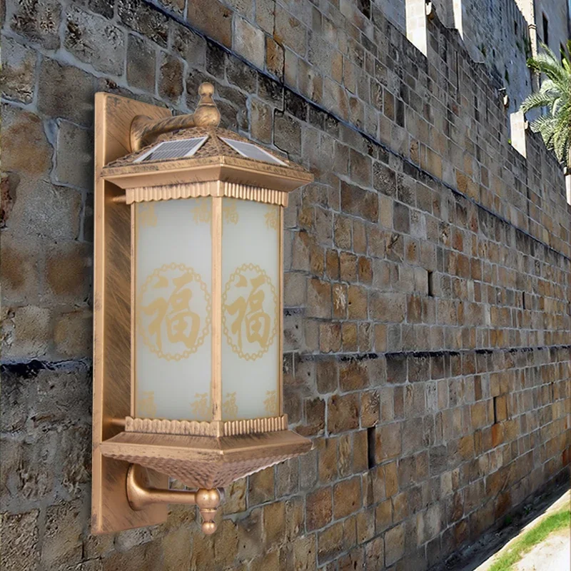 SEAN Solar Wall Lamps Modern Chinese Outdoor Bronze Sconce Light LED Waterproof IP65 for Home Villa Porch Courtyard