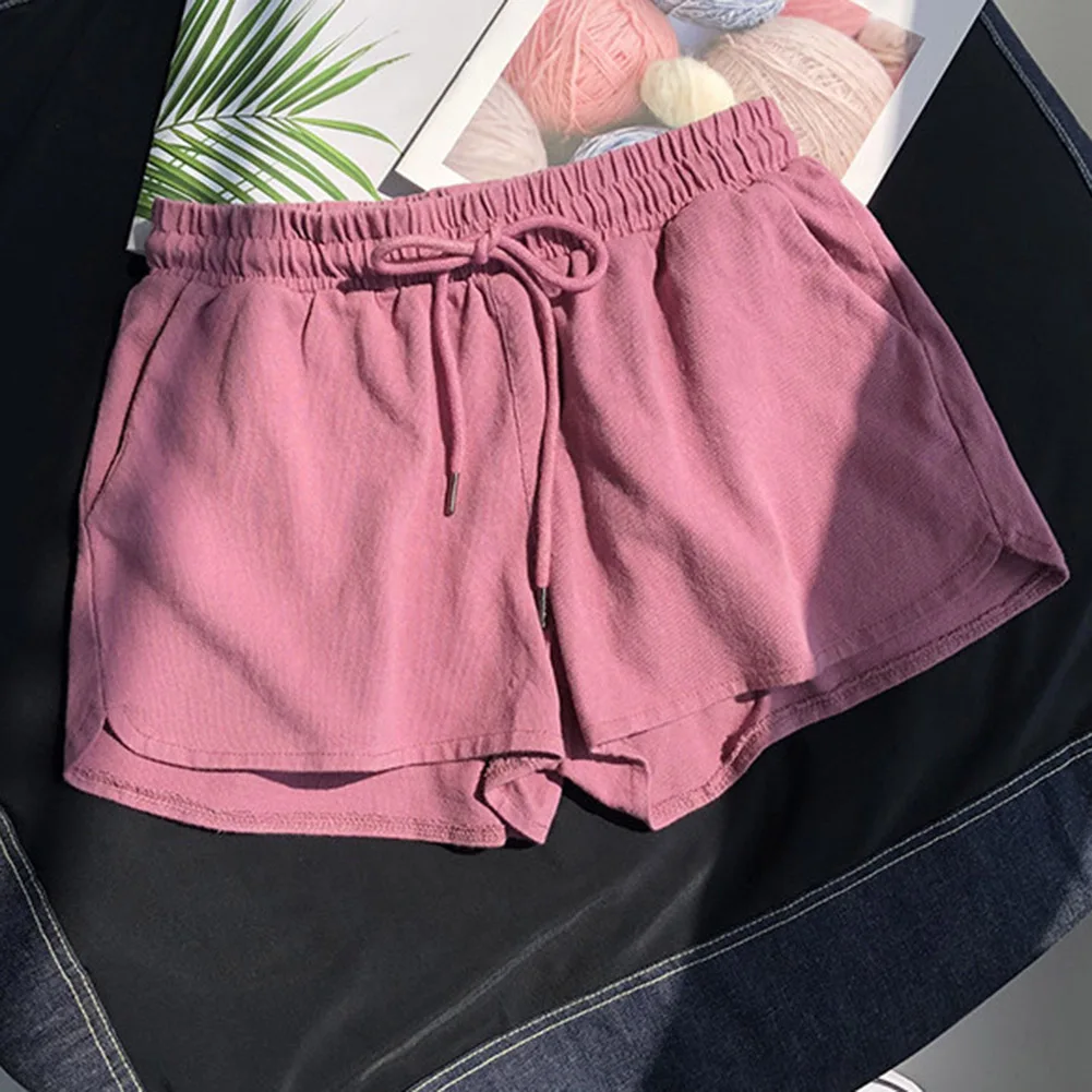 Pantalones cortos casuales con cintura elástica para mujer con ajuste de pierna ancha y suelto, adecuados para deportes, uso diario en el hogar y las vacaciones