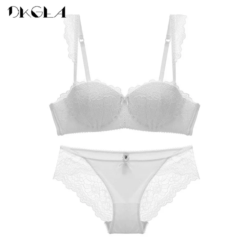New Fashion Green Brassiere Deep V Push Up Bra Set Thick Cotton A B C Cup  Women Bras Lingerie Set Lace Sexy Underwear Black