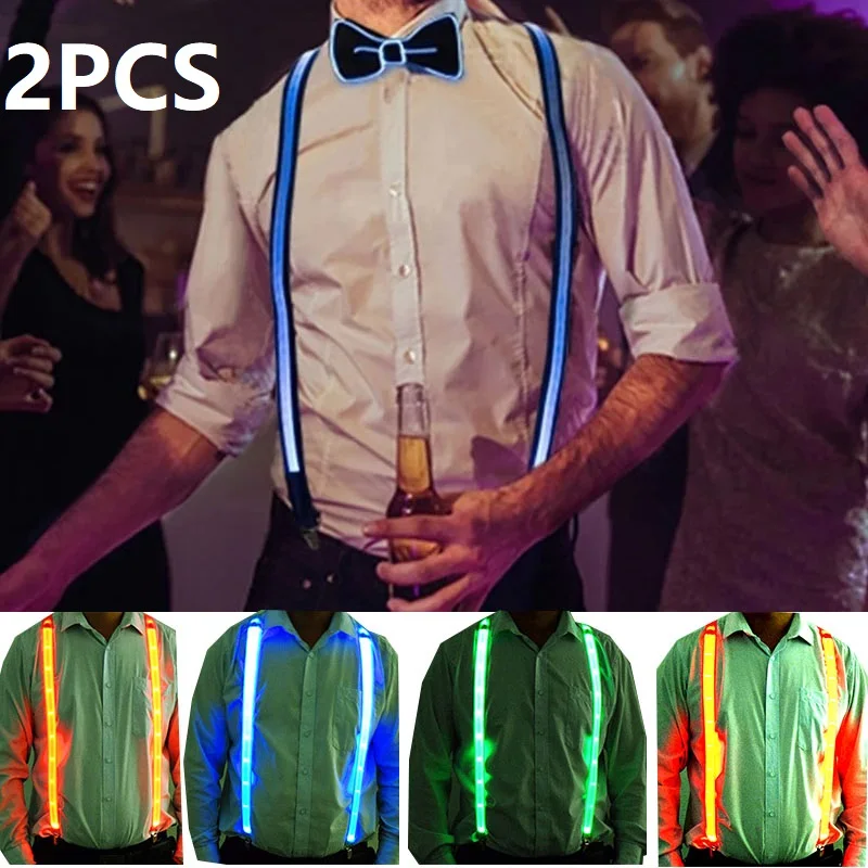 2PCS  with Tie LED Lights Hangers for Men Party Supplies  Wedding Party Accessories Glow-in-the-dark SD01