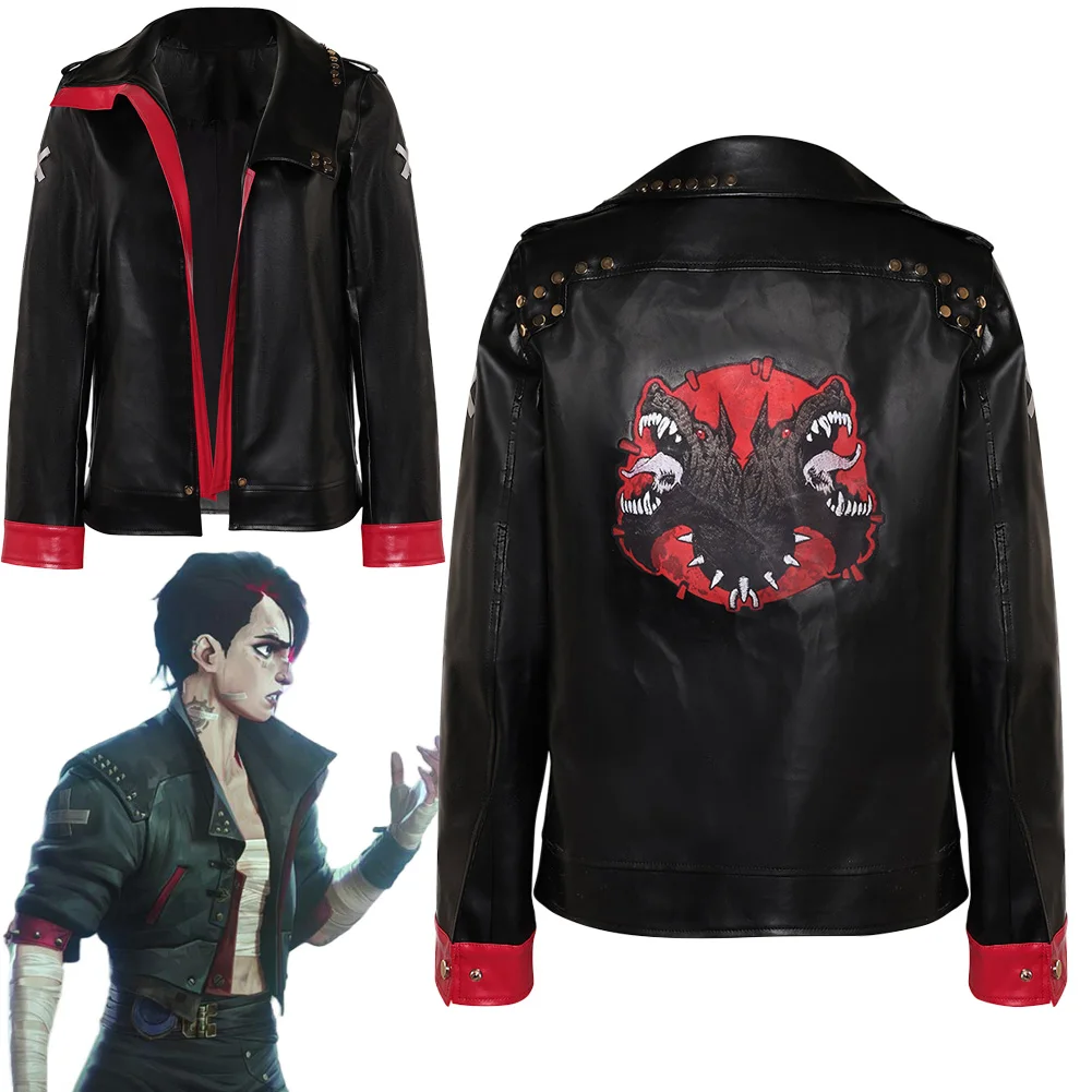 

Arcane Vi Cosplay Fantasy PU Jacket Tops 2024 Game LoL TV 2 Costume Disguise Adult Women Roleplay Fantasia Outfits Female