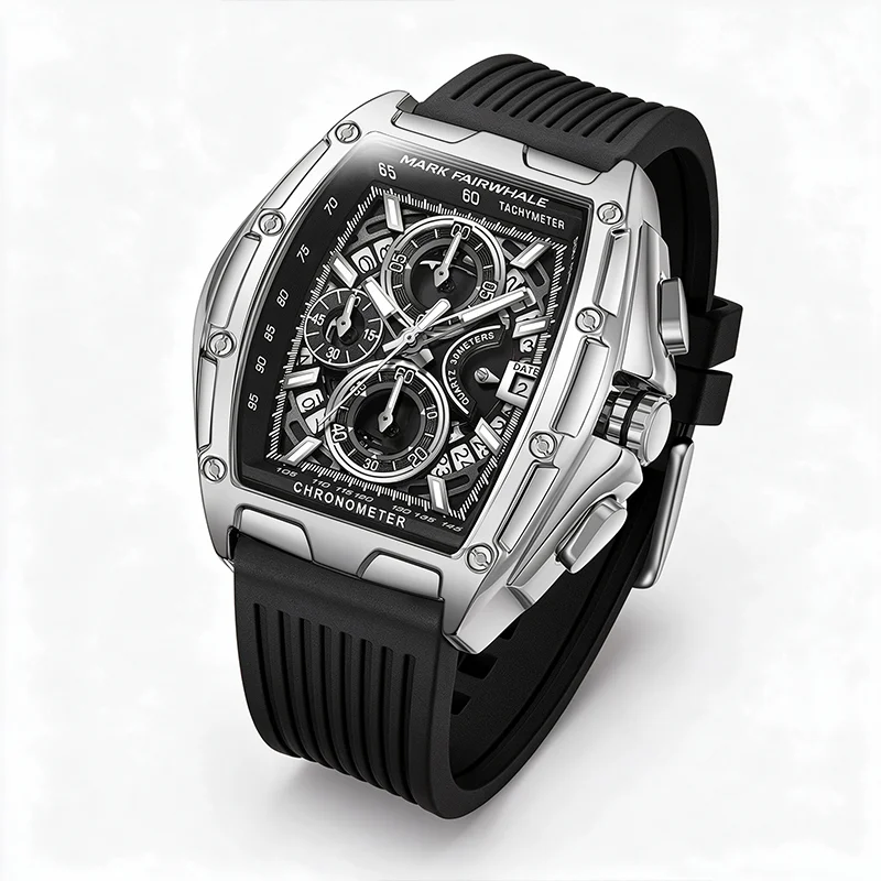 Mark Fairwhale Brand Multifunctional Glow-in-the-Dark Timer Hollow Waterproof Quartz Watch
