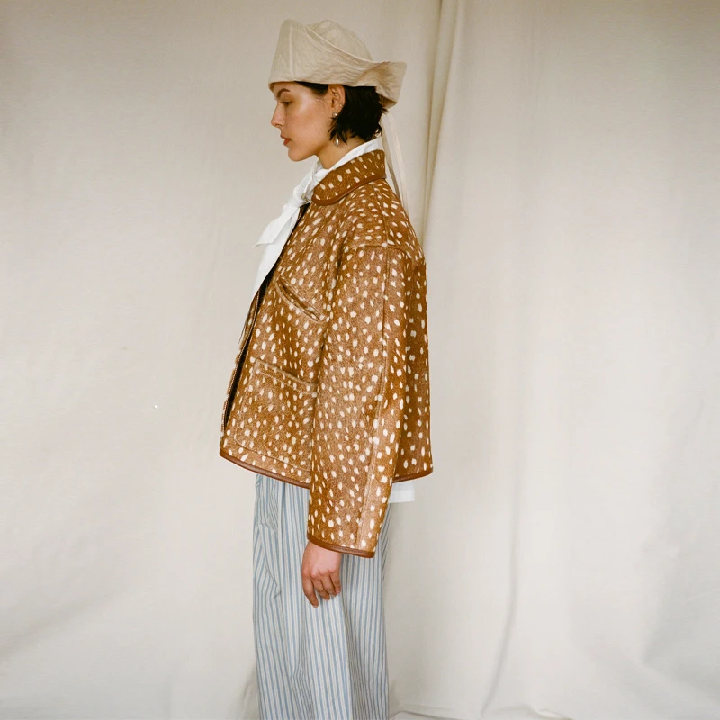 Retro na moda jaqueta curta lapela zíper bolinhas nicho design outerwear moda casual edgy chique feminino legal streetwear