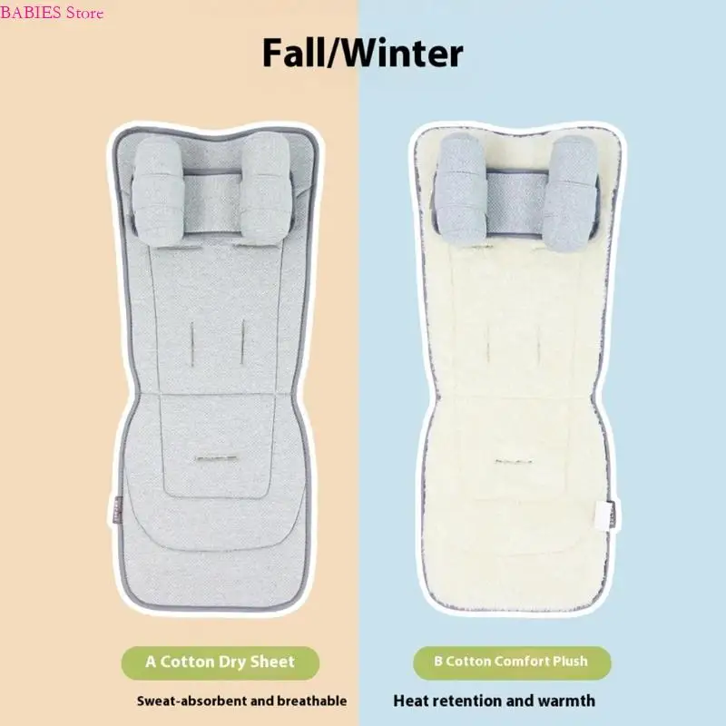 

C9GB Breathable Baby Carriage Pad 2 Sided Design Easy Installation Polyester Fabric Headrest Pillow for Various Strollers