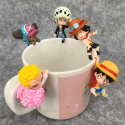 Japanese Anime One Piece Ace Chopper Luffy Law Doflamingo Cup Edge Figurine Pendant Doll Model Decoration Children Gifts