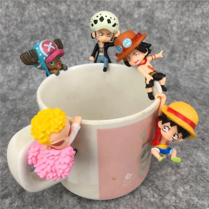 Japanese Anime One Piece Ace Chopper Luffy Law Doflamingo Cup Edge Figurine Pendant Doll Model Decoration Children Gifts