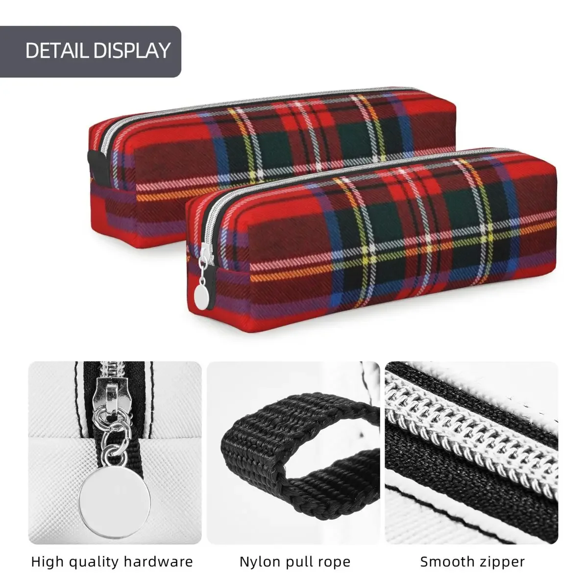 Trousse à Crayons en Tartan à Carreaux pour Fille et Garçon, Sac de Grande Capacité, Cadeau d'École