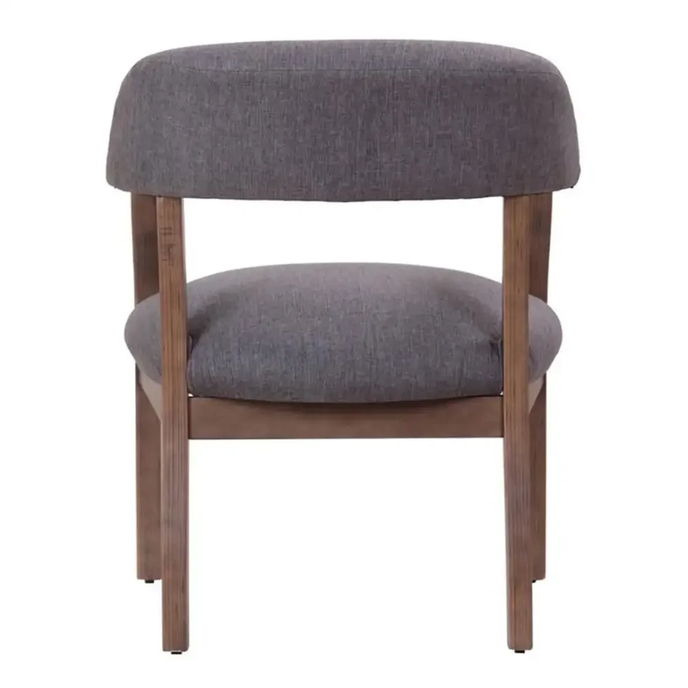 Silla de capitán de lino gris pizarra con estructura de madera moderna, asiento de resorte sin saco, sillón de salón de grado comercial