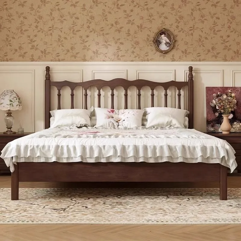 

American all solid wood bed retro wedding bed modern simple home master bedroom double bed
