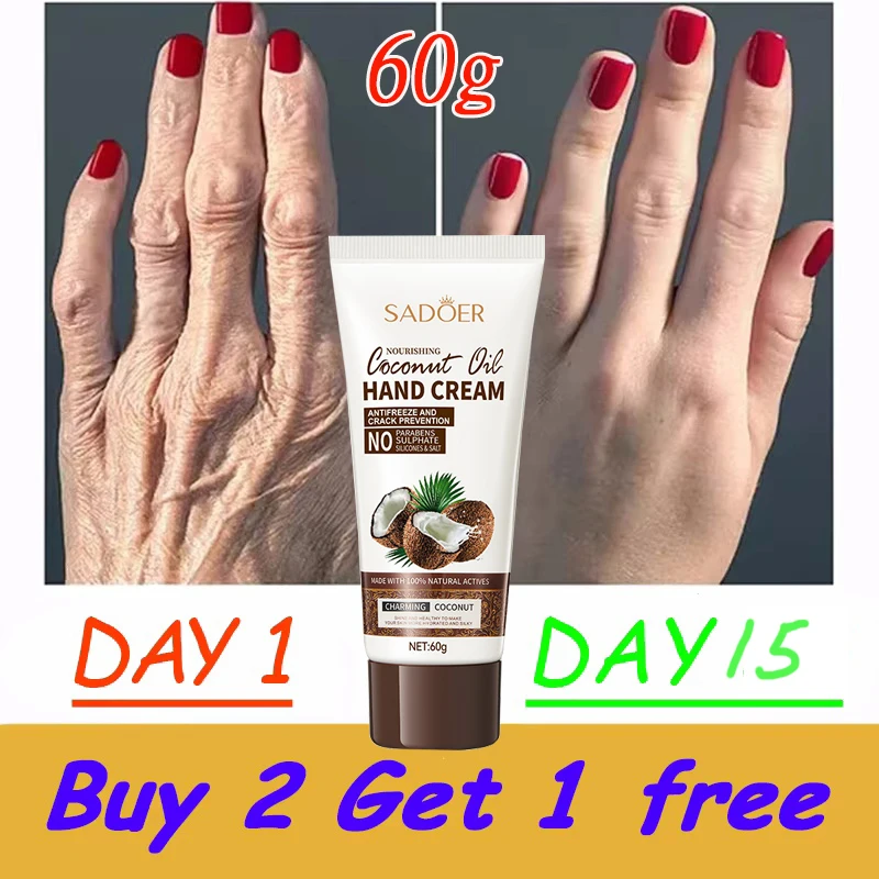 

Anti-wrinkle Hand Cream Anti Crack Coconut Oil Drying Repair Serum Fade Fine Lines Exfoliating Whiten Moisturizing Skin Care 60g