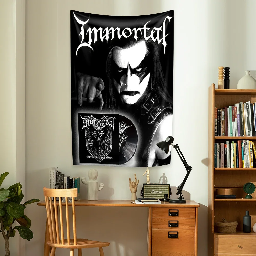 Black Metal Band Tapestries Immortals Rock Wall Art Decoration Cool Bedroom Hanging Tapestry Wall Living Room Office Home Decor