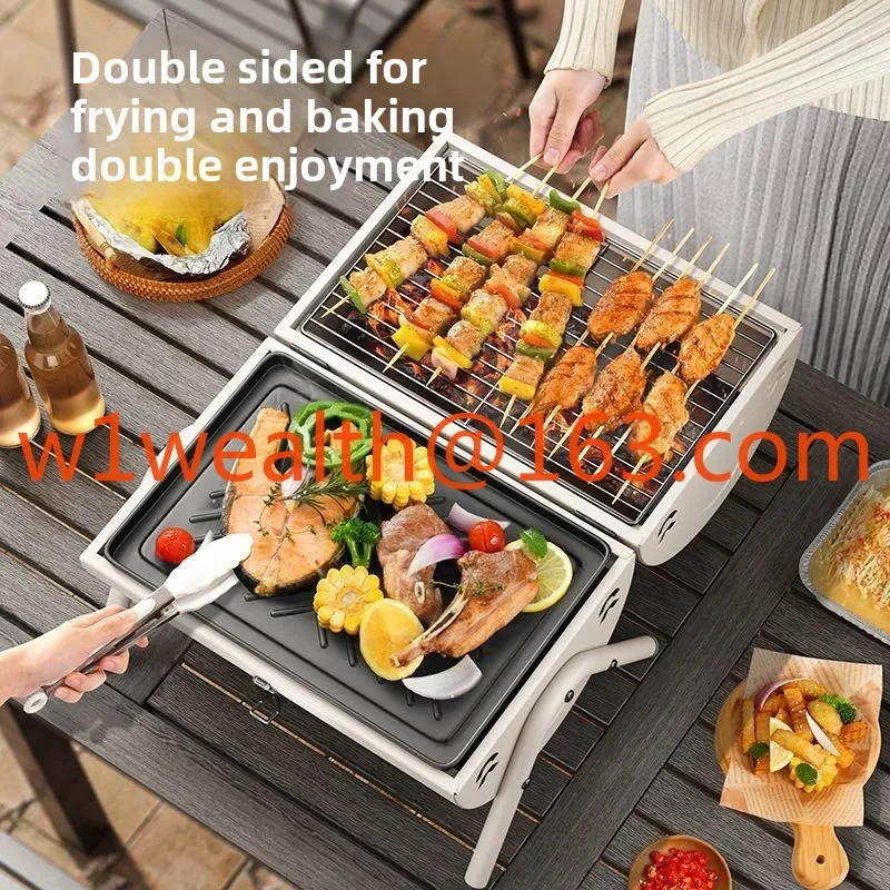 Barbecue Grill Outdoor Portable Double Sided Double Use Skewers Stove Home Camping Charcoal Grill Smokeless Small