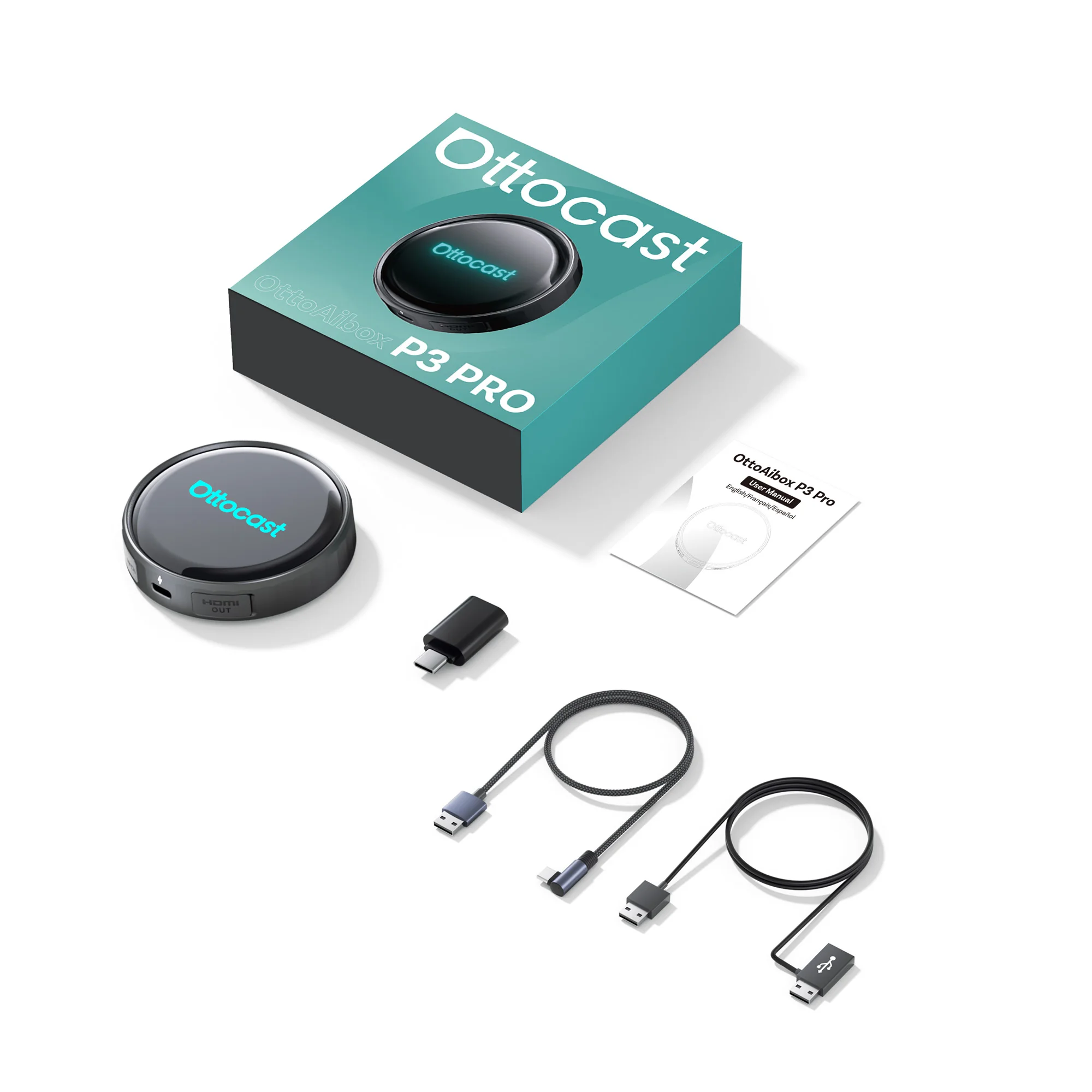 Ottocast P3 Pro Wireless Carplay Box Android Ai Box 8+128G Android Ottocast P3 Pro Wireless Carplay Box Android Ai Box 8+128G Android
