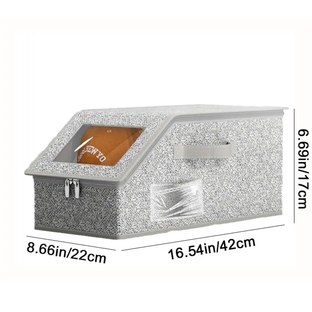 Non-woven Fabric Baseball Cap Storage Box Transparent Lid Dustproof Ball Cap Storage Organizer Stackable Foldable