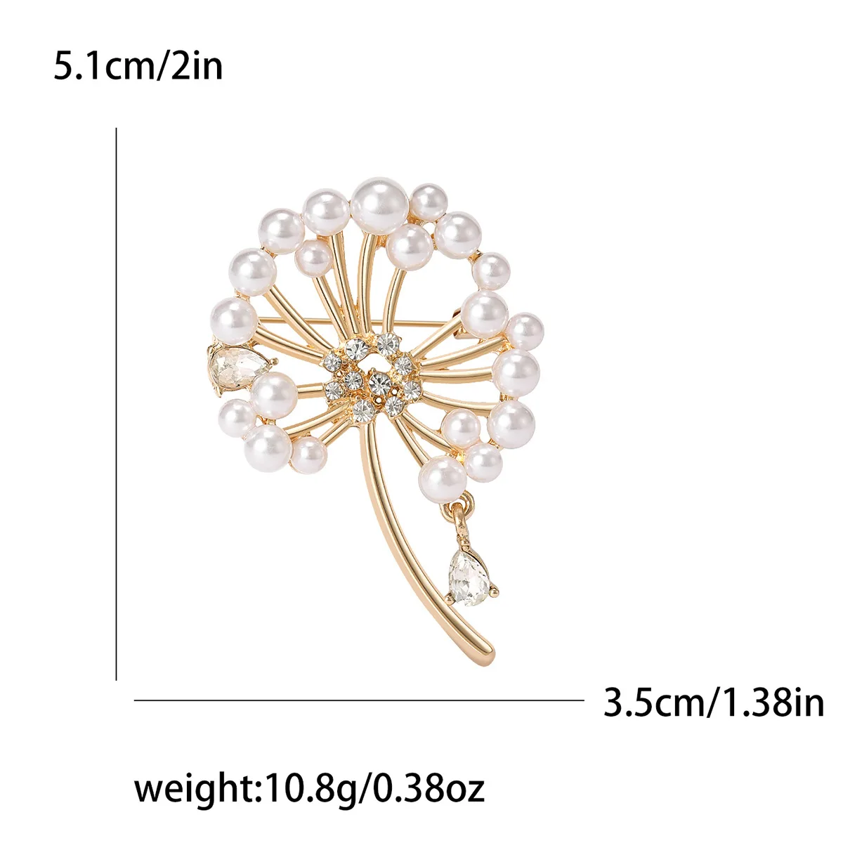 Rhinestone Dandelion Brooch For Women Unisex Fashion Pearl Plant Pin 2 Colors Available Clothing Accesories High Quality New