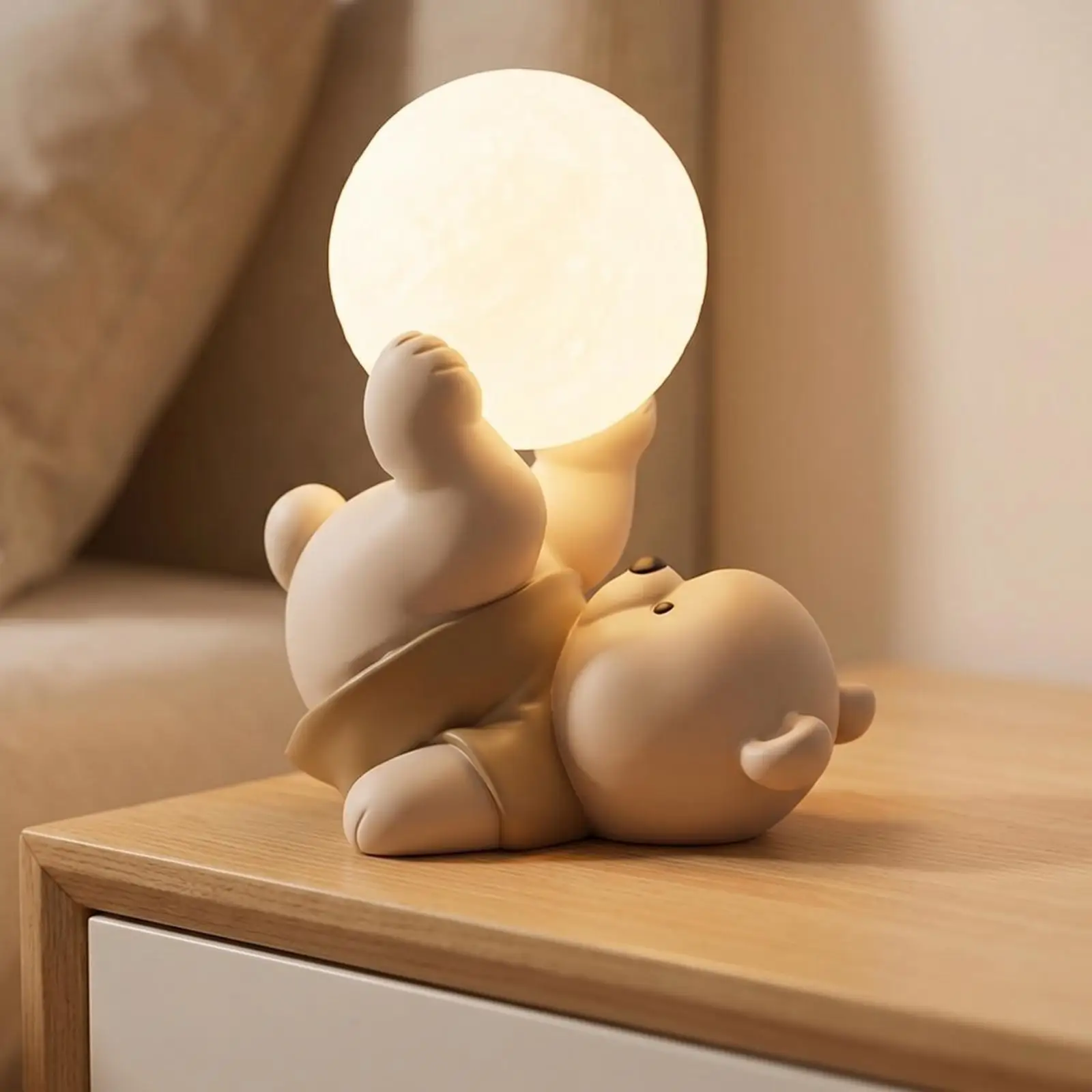 Night Light Tabletop Ornament with Lamp Decorative for Kids, Young Children, Bedside Table, Bedroom, Nursery