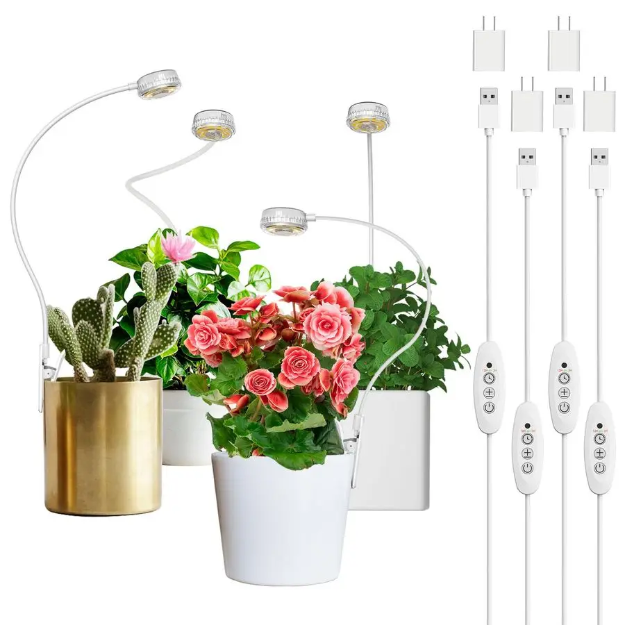 

Grow Lights for Indoor Plants, ETL Listed Pot Clip LED Plant Lights for Indoor Growing, Full Spectrum, 4Level Dimmable, Auto On