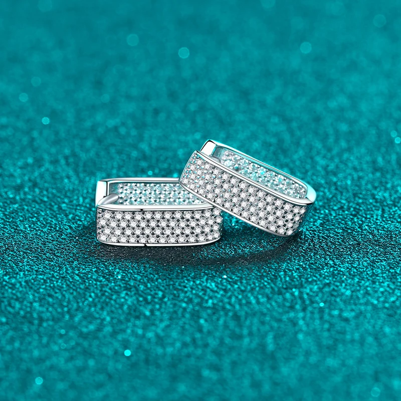 D Color Moissanite Hoop Earrings in 925 Sterling Silver