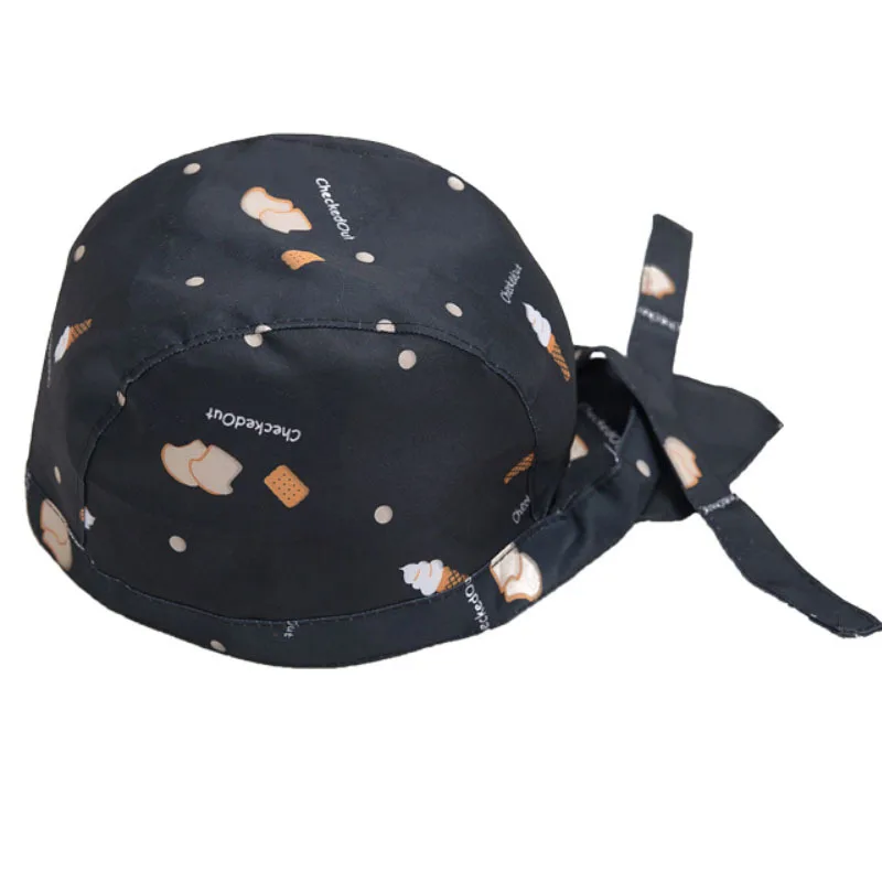 Food Hat Shop Schwarz Farbverstellung Chef Western Restaurant Kellnerin Küche Arbeitskappe Kopf Pirat – Detail 9