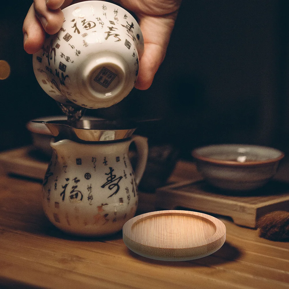 

4Pcs Bamboo Coaster Round Heat-Resistant Cup Mats Anti-Slip Kitchen Home Supplies Cups Coasters Protective Cup Mats