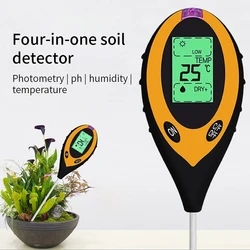 4 in 1 Soil PH Meter Tester Soil Tester PH Moisture Meter Temperature Sunlight Intensity Measurement Analysis Soil Acidity Test