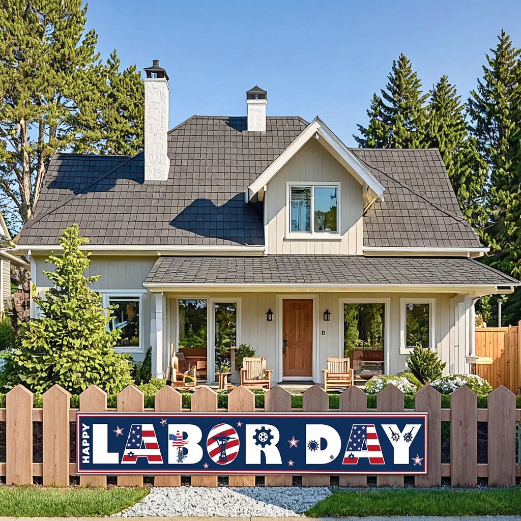 لافتة وطنية باللون الأحمر والأبيض والأزرق، لافتة العلم الأمريكي، لافتة يوم العمال للاحتفال في الهواء الطلق والحدث الوطني #5