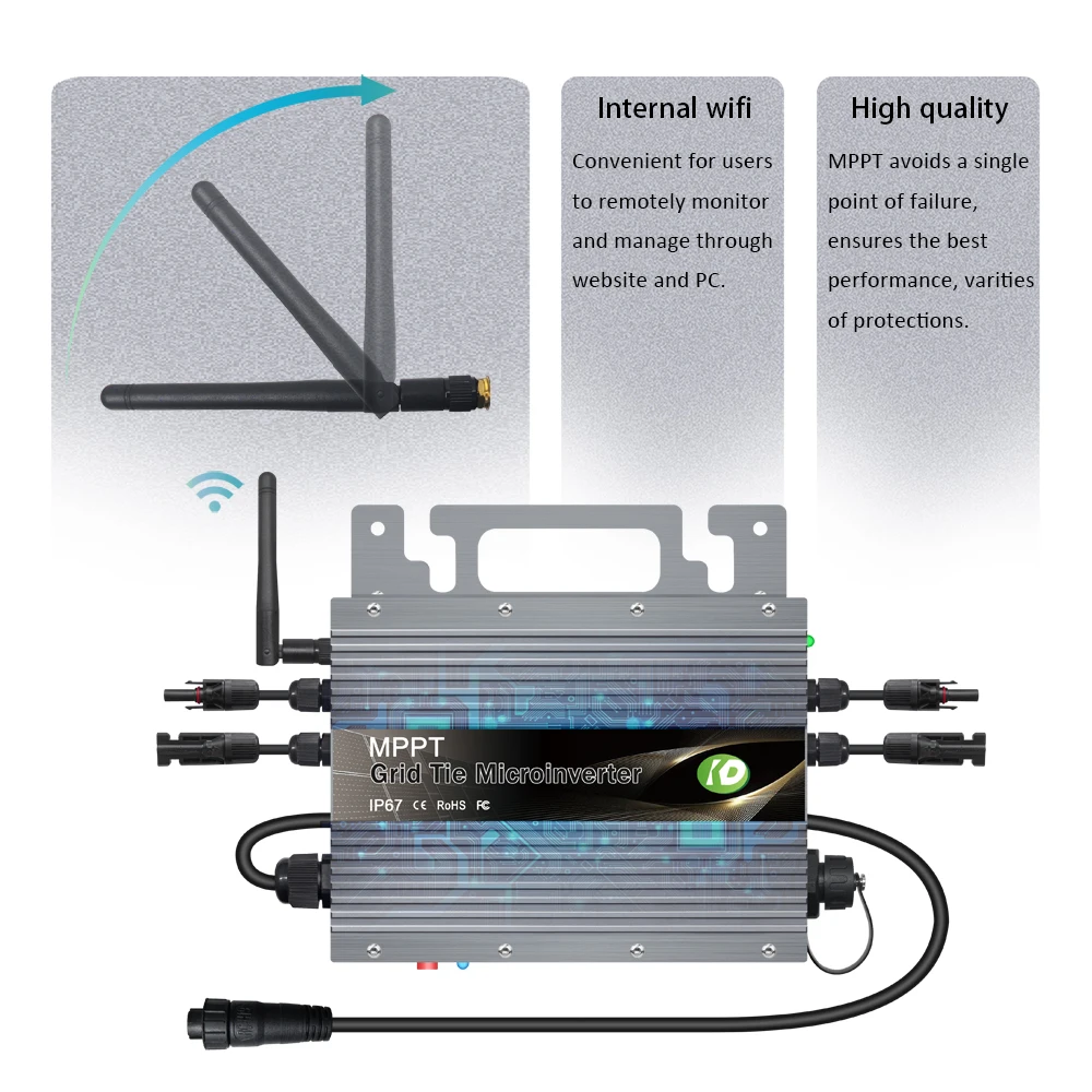 600W 700W 800W 80-265VAC MPPT Solar Micro Inverter, built-in WiFi Connection, 20-60VDC, Used for Solar Power Generation System