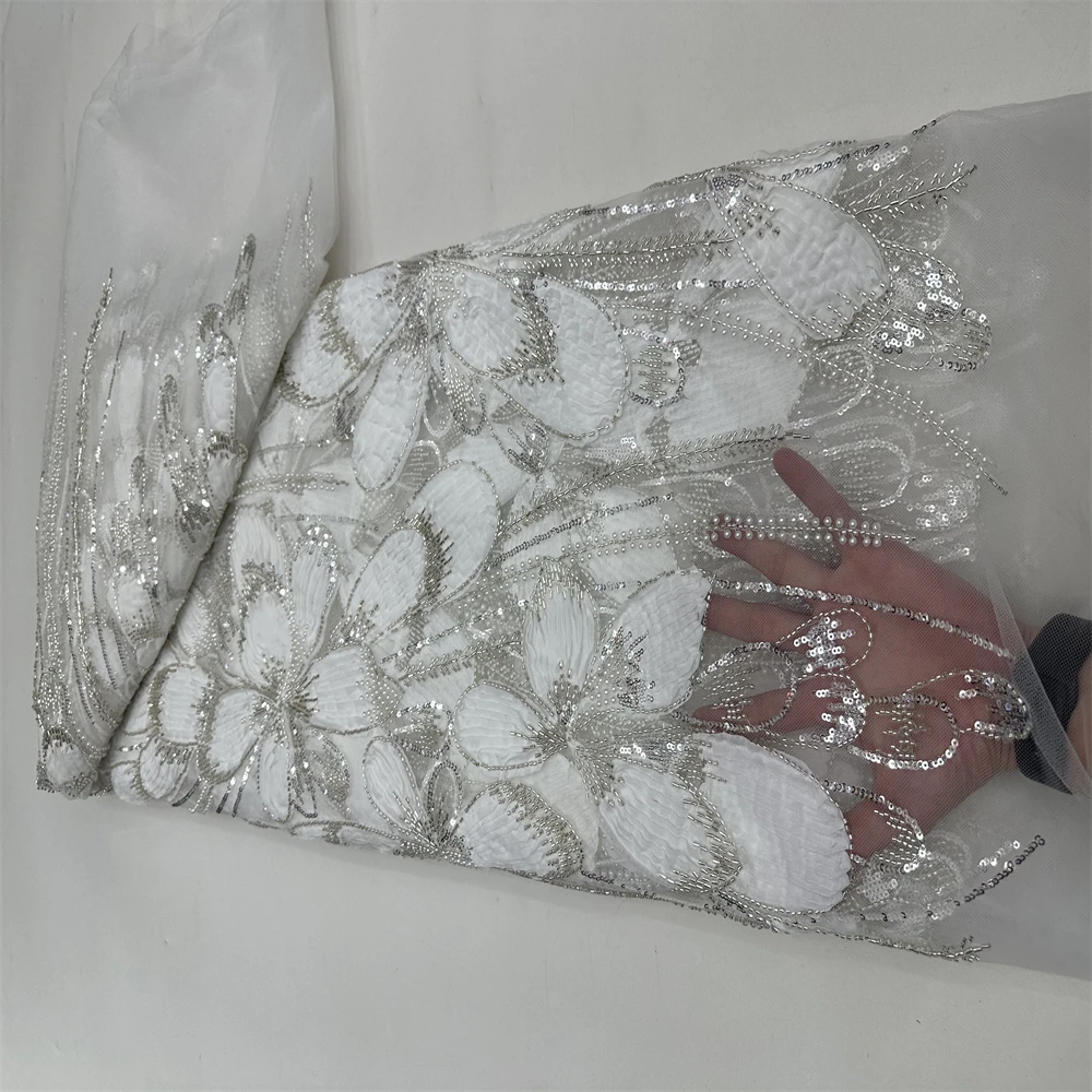 High-End Luxurious Exquisite Wedding Dresses, HandEmbroidered 3D Mesh Lace, New Fashion Design Fabric, Allpearl Women's Clothing