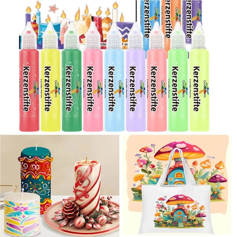 12-color 3D Free-baking Hand-painted Glue Children's Handmade Diy Glass Candle Textiles Painting Paint Pen Set
