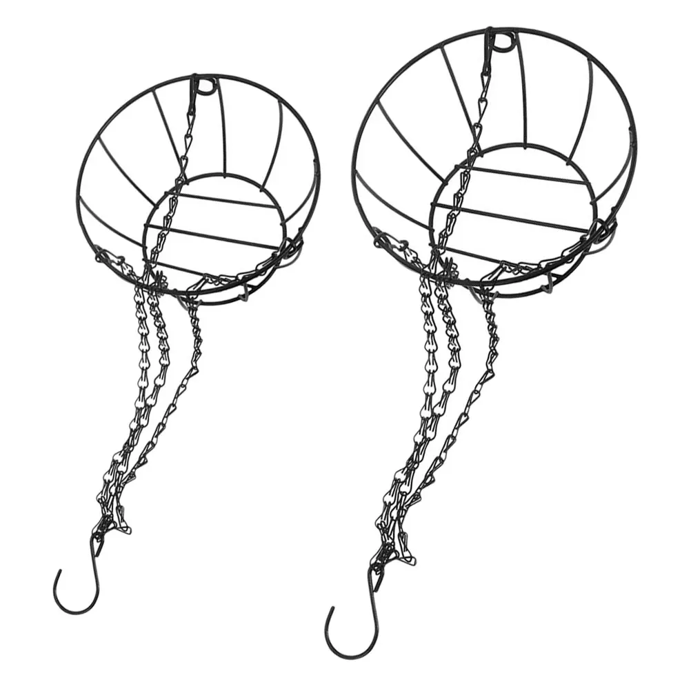 

2 Pcs Iron Hanging Basket Metal Adjustable Planter Flower Pots Wire Baskets for Plants Space Saving Outdoor Use Strong Capacity