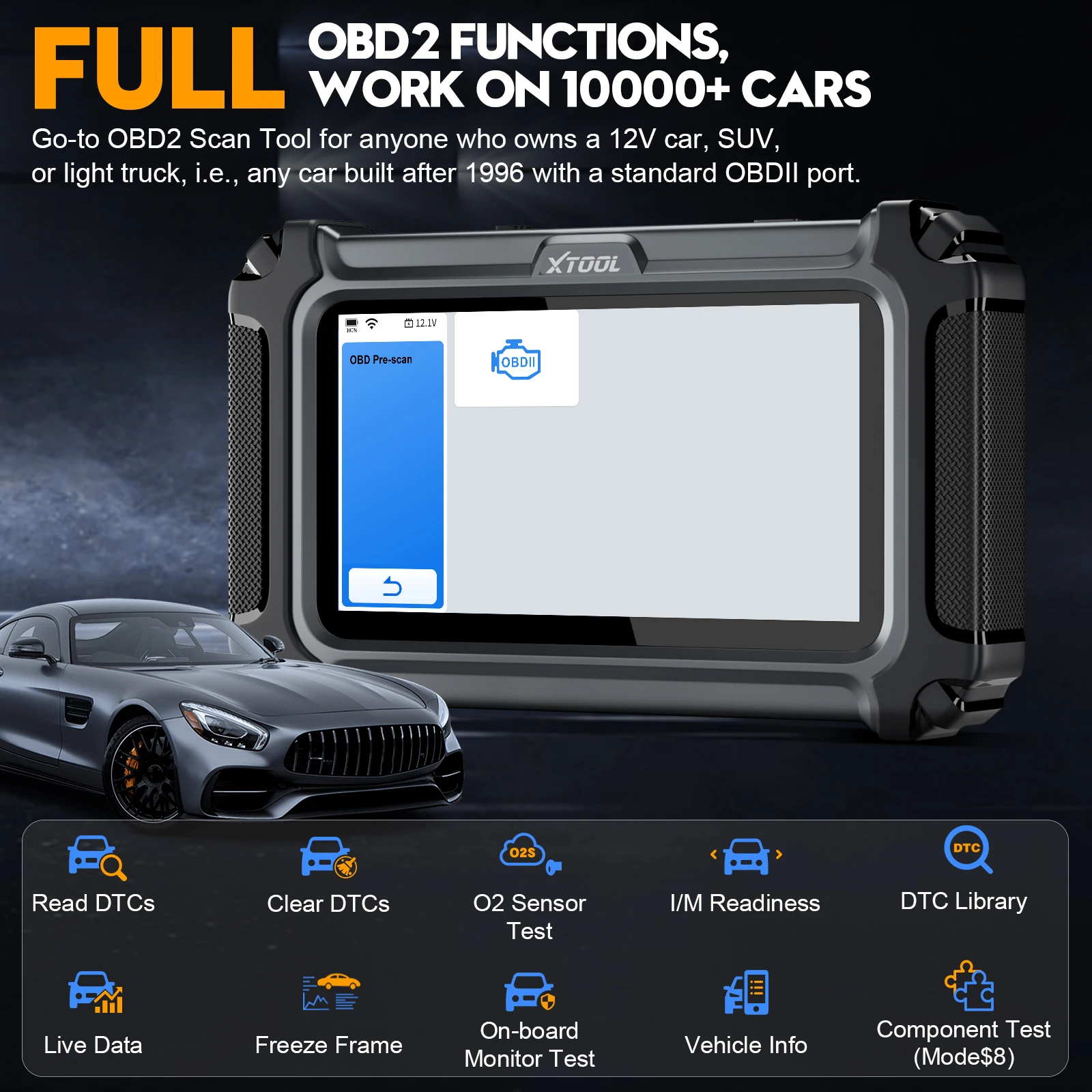 XTOOL D5S OBD2  Scanner, Lifetime Free Update Scan Tool,15 Special Functions, Free Lifetime Upgrades，Check Engine/ABS/SRS