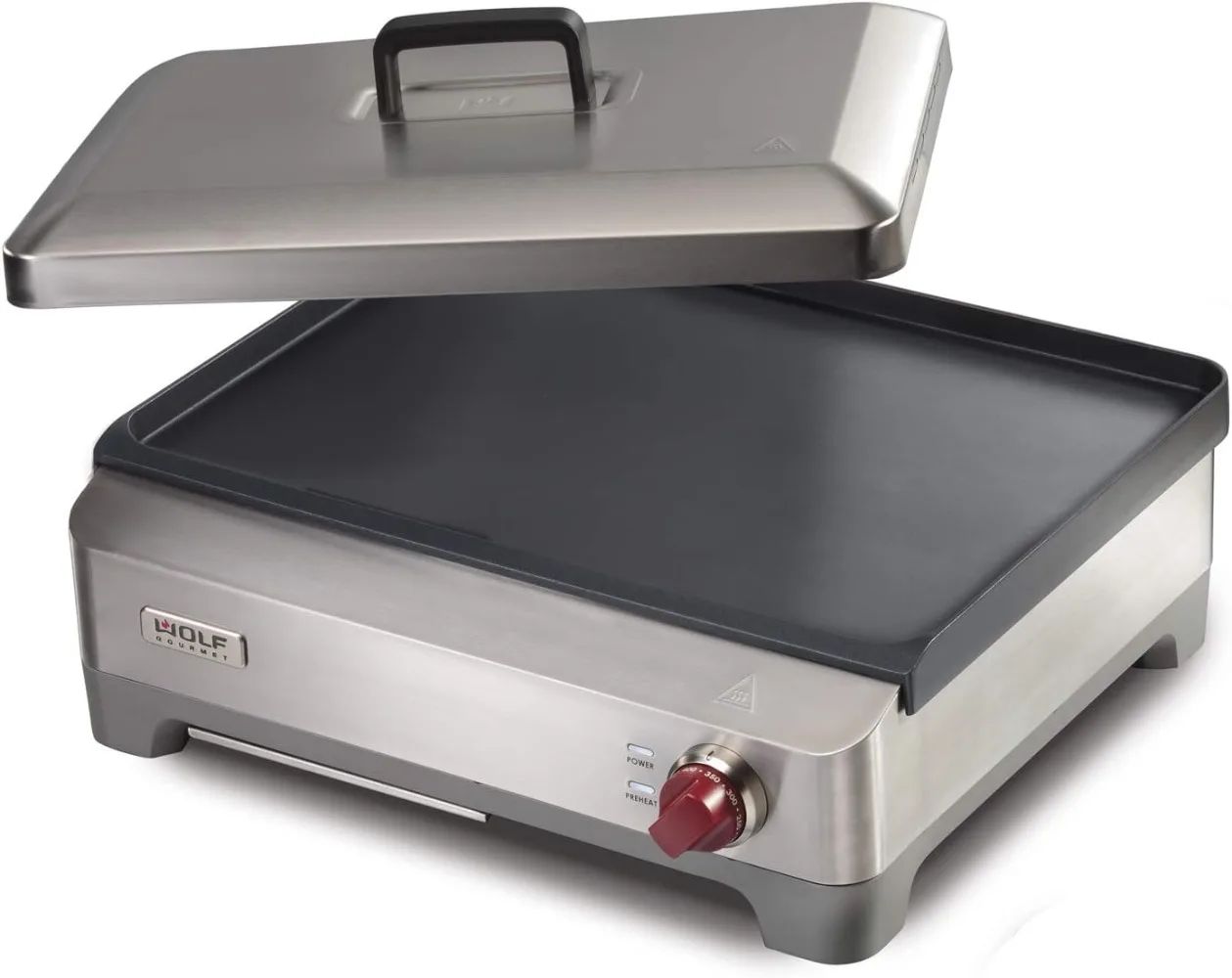 

Wolf Gourmet Precision Electric Griddle, Indoor Grill, 200 sq. in, Nonstick Coating,Advanced Temperature Control,Stainless Steel