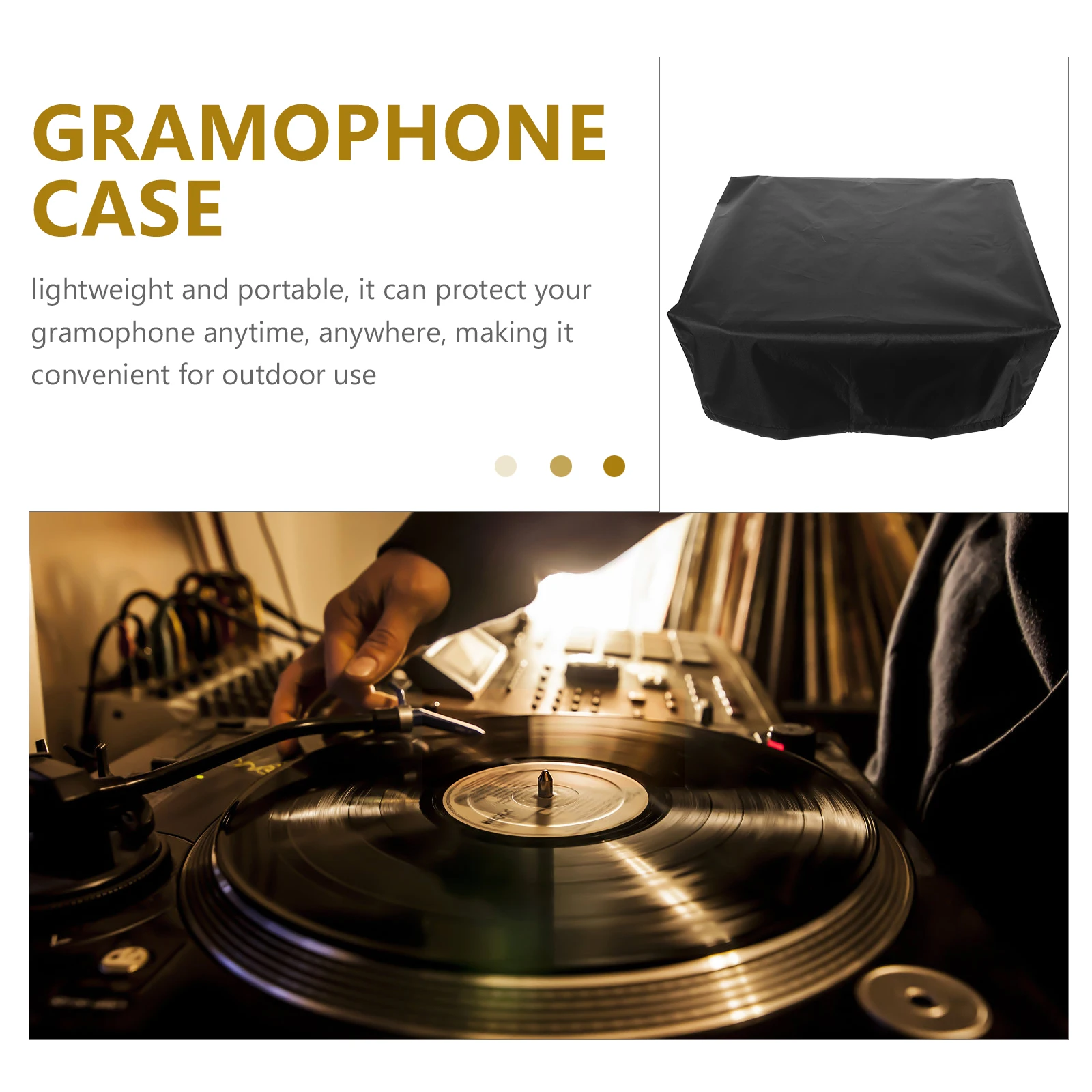 غطاء جراموفون عتيق من قماش أكسفورد مقاوم للماء والغبار، غطاء لاعب تسجيل محمول خفيف الوزن #3