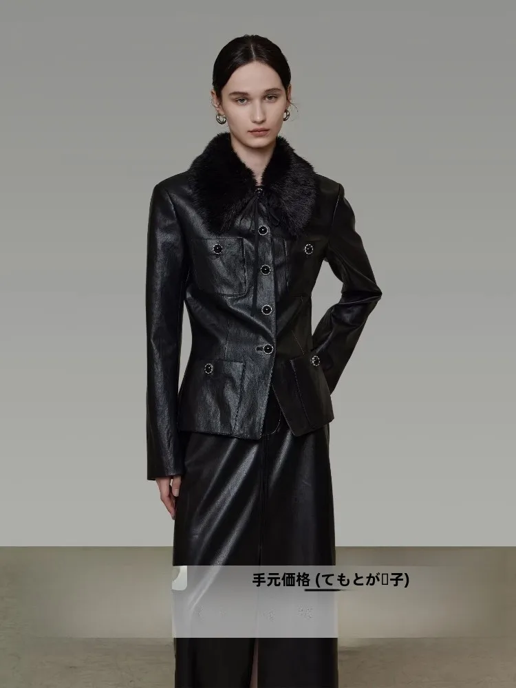 

Женская приталенная кожаная куртка Slim Fit из искусственной кожи, осень-зима 2025, новый стильный дизайн, однотонная.